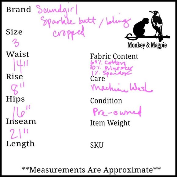 Soundgirl Juniors Size 3 Low Rise Cropped Embellished Sparkle Butt Cute Y2K - Picture 10 of 10